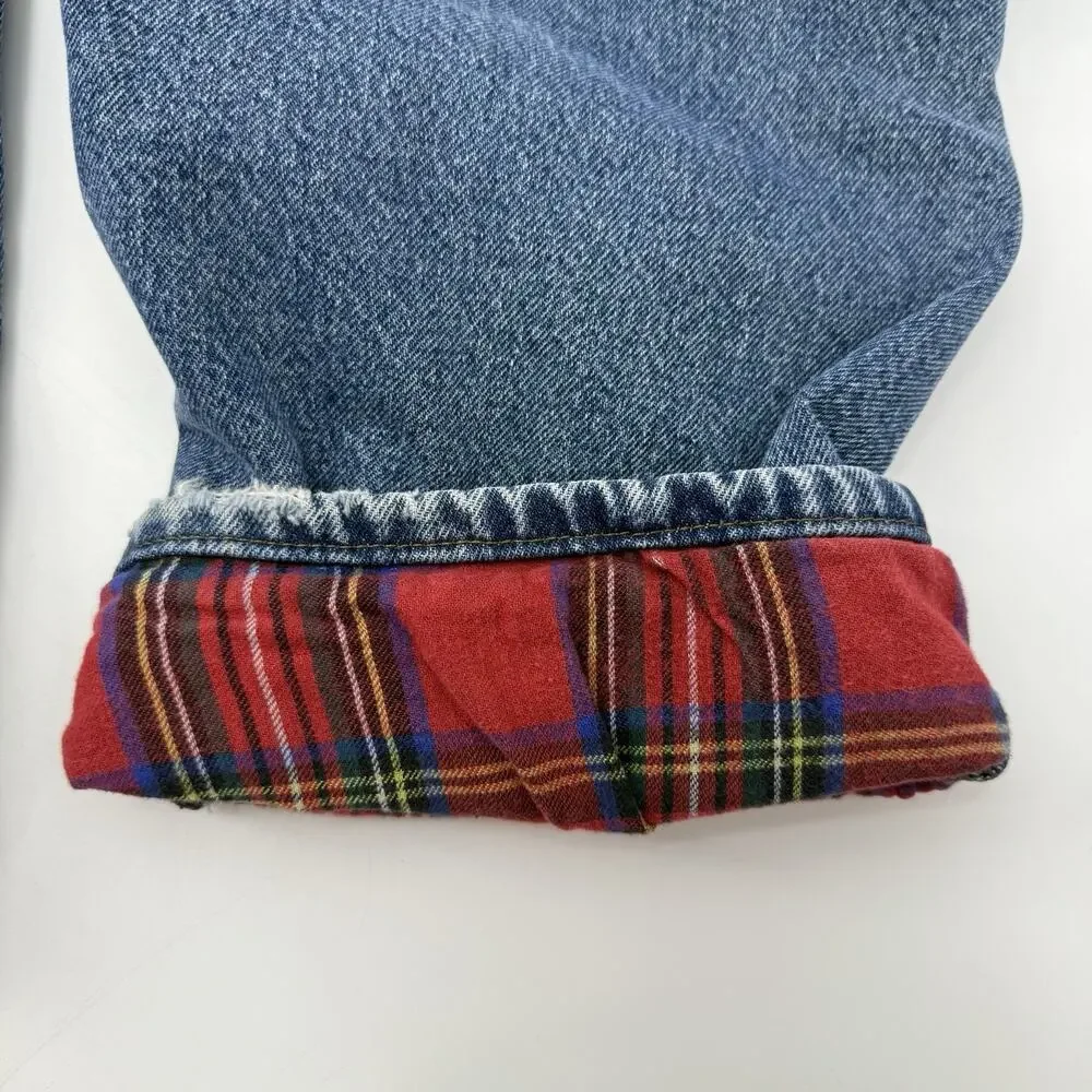 Vtg LL Bean Flannel Lined Jeans 38x30 Blue Denim‎ Winter Work Outdoor Cabin Warm